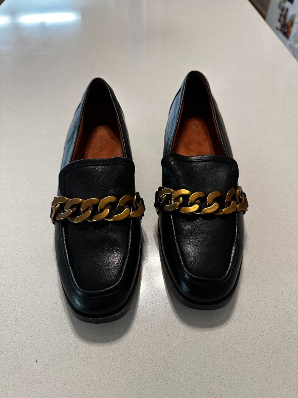 Vionic Mizelle Chain Loafer Shoes Leather Black Size 8
